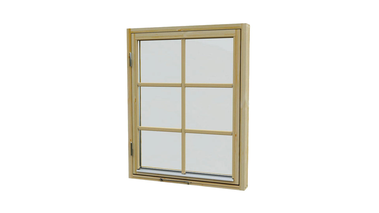 8x10 UV window with light wood frame and four glass panes