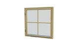 Wood-framed 4-pane window unit, square 10x10 with four glass sections