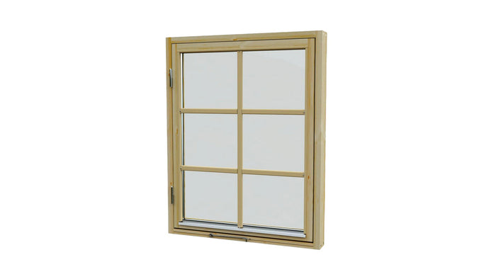 8x10 UV window with light wood frame and four glass panes