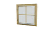 Wooden window with 4-pane 8x8 design, divided into two-by-two glass sections