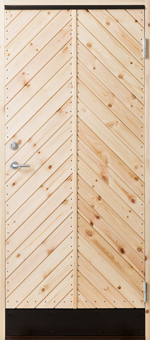 Sorseledörren ytterdörr med fiskbensmönster